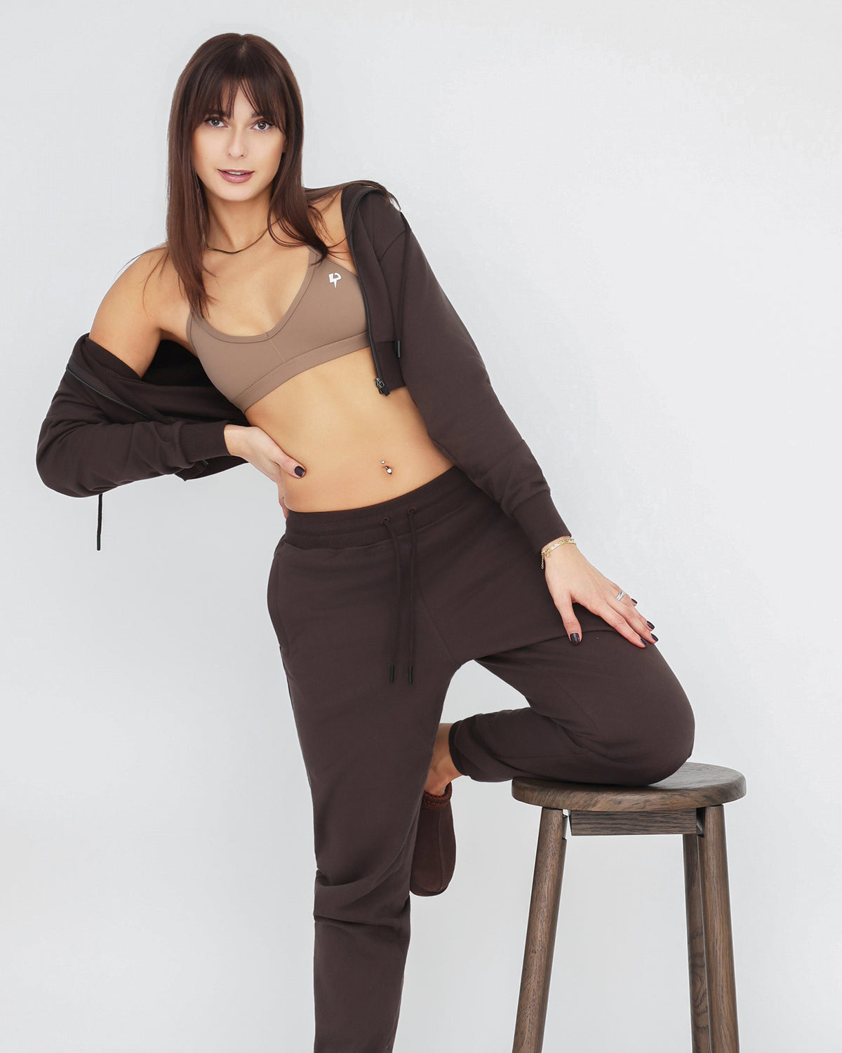 Sweat à capuche court zippé Core Classic