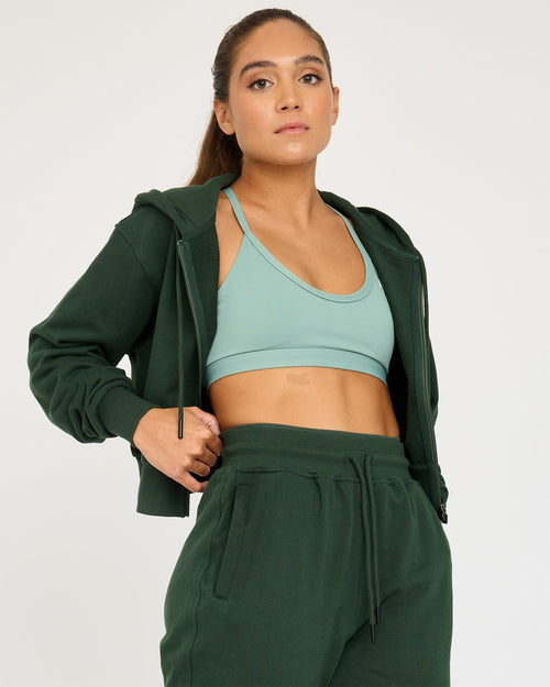 Sweat à capuche court zippé Core Classic